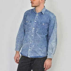 Cotton Made Lightweight Acid Wash Jeans <b>Shirts</b> Plus Size Jeans <b>Shirts</b> Wholesale Price <b>Men</b> Acid Wash <b>Shirts</b> - Product Image 3
