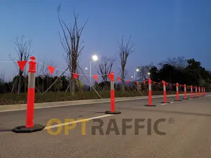 P0318 Premium Quality Traffic Road Marker Post Delineator Bollard Black Base Plastic PE Warning Column Red Colour Bollard