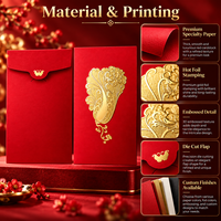 Enveloppe Rouge Personnalisée pour Argent, Emballage Cadeau en Papier Gaufré à Chaud Doré, pour le Nouvel An Chinois, Mariages, Festivals, OEM ODM