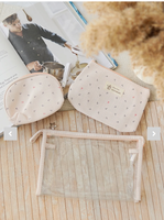 Nouvelle conception, sac de voyage cosmétique mini tendance en vinyle écologique avec fermeture éclair, ensemble de sacs de rangement pour soins de la peau et maquillage