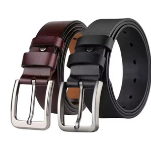 เข็มขัดหนังวัวแท้สำหรับผู้ชายสุดหรูเย็บแบบทางการพร้อมหัวเข็มขัดเหล็ก - Product Image 2