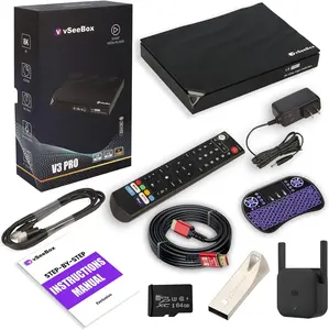 2023 vSeeBox V3 Pro Bundle with Voice Control Remote, 8K HDMI Cable 64GB TF Card, 64GB USB