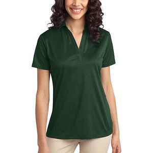 Femmes 100% coton pour polo été décontracté coupe ajustée avec motif solide col bande impression numérique en gros pour les femmes - Product Image 4