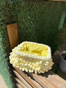 Sac fait main à tricoter femmes Teddy embrayages sac gonflé Crochet pochette moelleuse sacs sac à main sac à main nuage embrayage Shaggy jaune foncé - Product Image 5