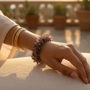 Handmade Beaded Gemstone <b>Bracelet</b> for Women <b>Charms</b> or Bangles in Jade with Garnet Opal Amethyst Quartz Balls Elegant Gift - Product Image 1