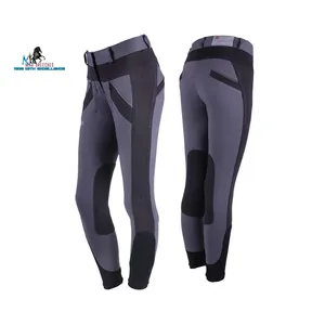 Culotte d'équitation confortable imprimée avec logo personnalisé et patch au genou en silicone de qualité Protège-tibia de sport en vente - Product Image 1