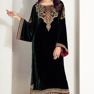 Magnifique KURTA longue tendance avec pantalon orné de perles de verre cristal, DABKA, travail pour fête/mariage @ 2022 - Product Image 1