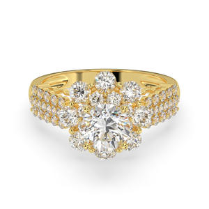 Luxury Real Gold <b>Ring</b> for Women Fashion Jewelry Flower Shape Cubic Zirconia <b>Stone</b> Rhodium Vietnam Manufacturer for Parties - Product Image 5