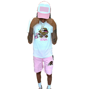 Short et T-shirt 2022 coton pour hommes, ensemble deux pièces style de rue populaire d'été 100% personnalisé pour hommes - Product Image 6