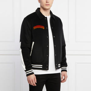 Veste d'université en laine 100% pour hommes, veste d'hiver longue à capuche, coupe-vent et confortable, avec logo brodé personnalisé, nouvel arrivage - Product Image 1