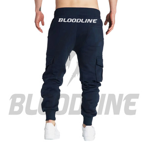 Bloodline International Unisex Gray Canvas Cargo Sweatpants <b>Elastic</b> <b>Waist</b> Drawstring Multiple Pockets Formal Style Quick Dry - Product Image 2