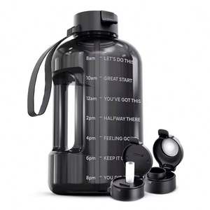 Botella de Agua Deportiva de Plástico de Gran Capacidad a Prueba de Fugas con Marcador de Tiempo para Entusiastas del Fitness - Product Image 1