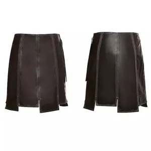 Faldas Casuales de Talla Grande para Mujer, Cuero Genuino, Cuero PU, Transpirable, Cintura Natural, Invierno, Exterior, Talla Única, Cinturón, Estampado Floral - Product Image 6