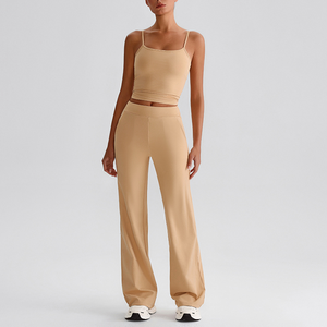 Conjunto Deportivo para Mujer, Transpirable, Azul Oscuro, Camiseta de Yoga, Pantalones de Pierna Recta con Bolsillo, Ropa de Entrenamiento para Chicas Altas - Product Image 6