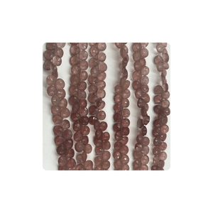 Cuentas Briolette con forma de corazón facetadas de cuarzo rosa fresa Natural de calidad superior 7mm aproximadamente 8 pulgadas hebra para la fabricación de joyas - Product Image 1