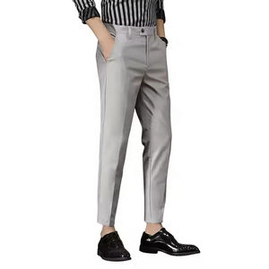 Pantalones de Vestir Casuales de Algodón para Hombre con Logotipo Personalizado, Corte Recto, Transpirables, Color Liso, Estilo Canvas, Cierre de Botones - Product Image 5