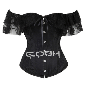 ซัพพลายเออร์เสื้อคอร์เซ็ทลูกไม้สีดำแบบเปิดไหล่ - Product Image 1