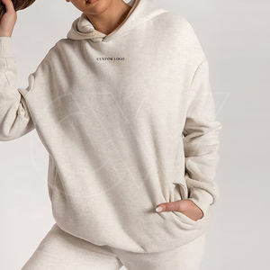 Sudaderas con capucha con logotipo personalizado para mujer, Jersey holgado con bordado liso, sudaderas de algodón 100%, sudaderas con capucha extragrandes para mujer - Product Image 2