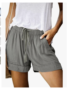 Shorts d'été confortables pour femmes en coton du Bangladesh, taille élastique avec cordon de serrage, shorts décontractés avec poches, légers et confortables - Product Image 4