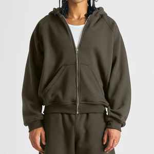 Chándal personalizado fabricante hombres French Terry 100% algodón de gran tamaño Boxy Full Zip Up Sudadera con capucha y Jogger conjunto chándal para hombres - Product Image 5