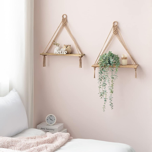 Support suspendu Boho décoration murale rustique bois flottant stockage pour chambre salle de bain salon pépinière dortoir jardin - Product Image 3