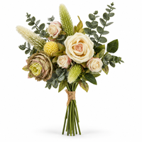 Buket Bunga Mawar Peony Buatan Tangan Campuran Grosir, Bunga Sutra Vintage Dengan Daun Eucalyptus Untuk Dekorasi Rumah & Pernikahan