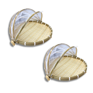 Handcrafted Vietnamese BAMBOO TRAY with <b>Mesh</b> Cover Traditional & Eco-Friendly Perfect for Restaurants & Home Kitchens - Product Image 1