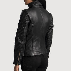 Outclass Fashion Wear New Women Leather Jacket Autumn Quilted Waterproof with <b>Nylon</b> Lining Customizable Design - Product Image 5