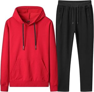 Conjunto Deportivo de Invierno para Hombre, 100% Algodón, Tallas XS a 6XL, Sudadera con Capucha, Pantalones con Cordón, Felpa, Rayas, Cortavientos - Product Image 6