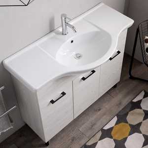 Mueble de Baño Ravenna de 105 cm con Lavabo, Roble Blanco y Detalles en Negro - Product Image 3