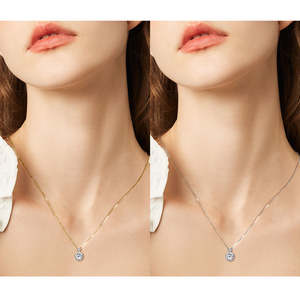 Collier pendentif en argent sterling avec chaîne en boîte à maillons, moissanite ronde taille brillant de 8 mm, 2 carats, 3 mm, double sertissage, tendance pour femmes - Product Image 6