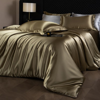 Parure de lit de luxe en fausse soie de mûrier, housse de couette et drap en satin doux et lisse pour la décoration de chambre