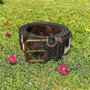 Ceinture en cuir de vache à poils naturels, boucle en alliage, fabrication artisanale |   Ceinture à imprimé animal de qualité supérieure, durable et écologique - Product Image 5