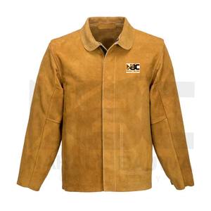 Chaqueta de soldadura de cuero dividido de nuevo diseño, chaqueta de trabajo de cuero de vaca con características protectoras ignífugas anticorte - Product Image 3