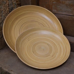 Service alimentaire assiette en bambou enroulé fabriqué à la main assiettes en bambou filé naturel dîner plats de service - Product Image 6