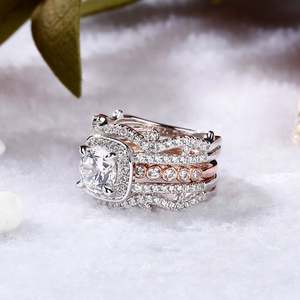 Ensemble de bagues Jeulia en argent sterling avec diamants ronds bicolores interchangeables - Product Image 5