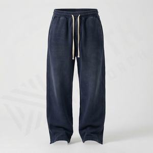 Pantalones Jogger de Felpa de Algodón de 350 Gsm de Alta Calidad, Lavado Ácido, Estilo Urbano, Parches Desgastados, Corte Acampanado, Personalizados, Casuales, 100% Algodón - Product Image 1