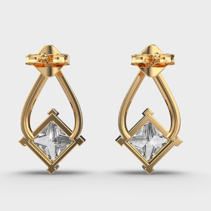 Pendiente de gota de diamante cultivado en laboratorio de corte redondo de 2 quilates, oro amarillo de 14K VS1, joyería fina de Color F de claridad para mujer - Product Image 4