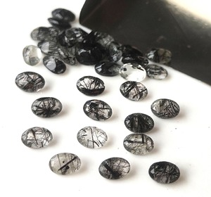 Piedras Preciosas Sueltas de Rutilo Negro Natural, Corte Ovalado Facetado, con Juego de Color, 4x6mm-8x10mm, para Fabricación de Joyería, Venta al Por Mayor - Product Image 5