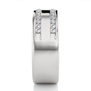 Bague de mariage à deux rangs en moissanite ronde de 1 carat en argent, élégantes bagues en moissanite pour les mariées - Product Image 3