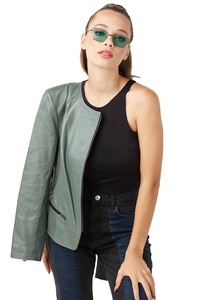 Ropa de cuero genuino de tendencia superior de la mejor calidad, diseños recortados Premium, chaqueta de cuero de moda transpirable para mujer - Product Image 4