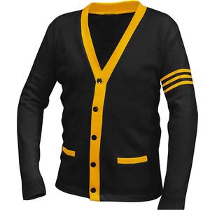 Cardigans en tricot universitaires 2026, cardigans à col en V, pulls avec des couleurs noir et or, avec logos personnalisés, vêtements de sororité - Product Image 1