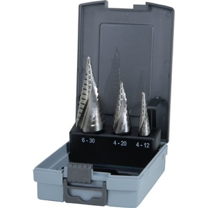 RUKO 3-Piece Plastic Case HSS-Co5 Spiral Fluted <b>Step</b> <b>Drill</b> Bit Set 4-12/4-20/4-30 mm - Product Image 1