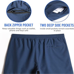 Pantalones cortos de poliéster 100% para hombre, pantalones cortos de gimnasio con cremallera, entrenamiento 2 en 1, forro de malla para correr, pantalones cortos de gimnasio para hombre - Product Image 6