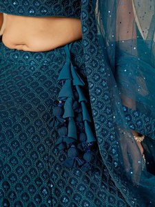 New Collection Traditional Georgette Short Sleeves Wedding Party Lehenga Choli Resham <b>Sequins</b> Embroidery Women Quick Dry - Product Image 6