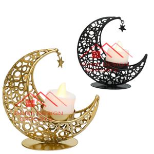 Portavelas Iron Metal Moon T-Light Ramdan & Eid Decor Candle stand At Wholesale Rate - Product Image 1