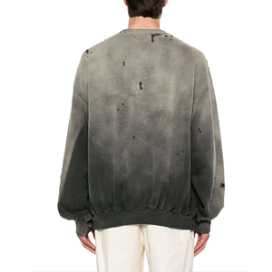 2026 High Quality Acid Wash Pullover <b>Sweatshirts</b> for <b>Men</b> Embroidered Cotton <b>Crewneck</b> Winter Fleece From Pakistan - Product Image 4