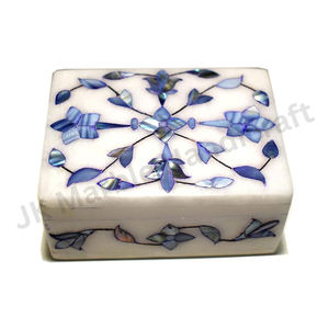 Caja de recuerdo con incrustaciones de mármol lujosa hecha a mano, diseño geométrico Vintage para joyería y regalos - Product Image 5