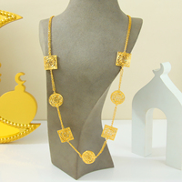 Collier long musulman de luxe plaqué or 21 carats, style vintage, pour mariée, chaînes de mariage, bijoux pour femme, idéal pour les fêtes de mariage - Vente chaude