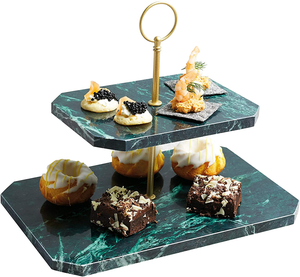 Super Quality Design Marble <b>Cake</b> <b>Stand</b> Brown & <b>White</b> Marble Color Rectangle Shape <b>Cake</b> <b>Stand</b> for Sale - Product Image 2